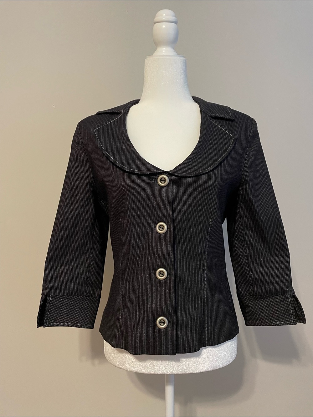 Faith Women’s Black Tailored Button-Front Jacket